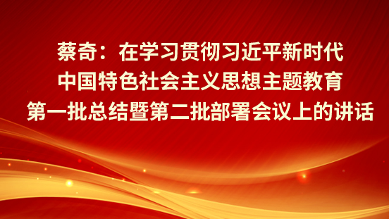  蔡奇：?在學(xué)習(xí)貫徹習(xí)近平新時(shí)代中國特色社會主義思想主題教育第一批總結(jié)暨第二批部署會議上的講話